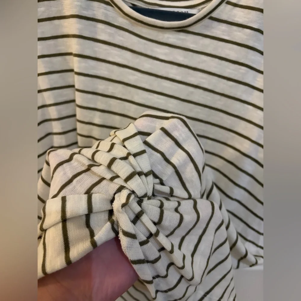 Liverpool Los Angeles Striped Twist Front Tank Top XL Olive Cream 100% Cotton - Picture 6 of 10